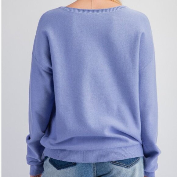 268.SEQUINED STAR PATCH KNIT SWEATER PULLOVER TOP - Picture 3 of 3